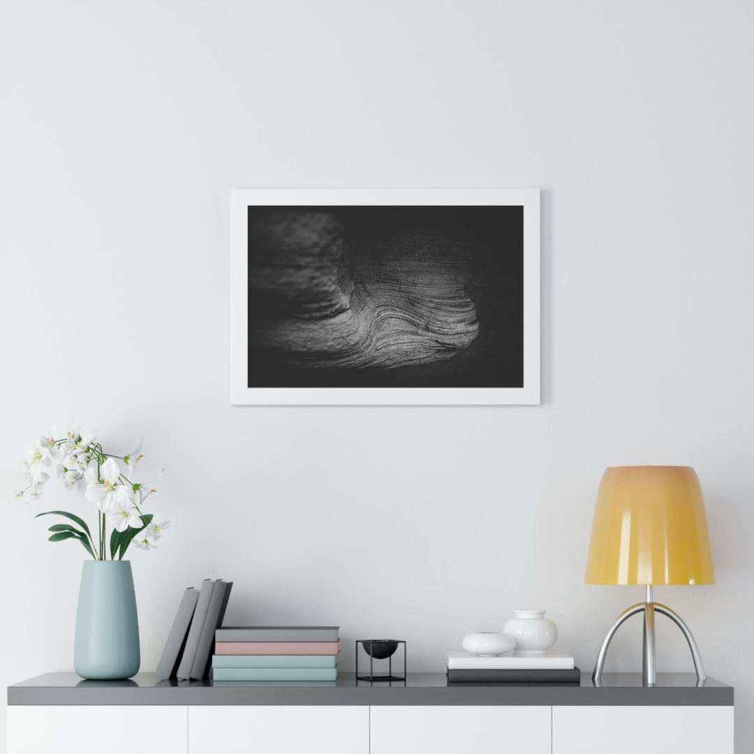 Sedimentary Rock Curves in Black and White - Framed Print - Visiting This World