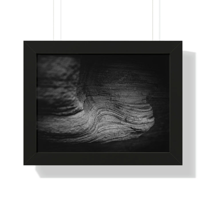 Sedimentary Rock Curves in Black and White - Framed Print - Visiting This World