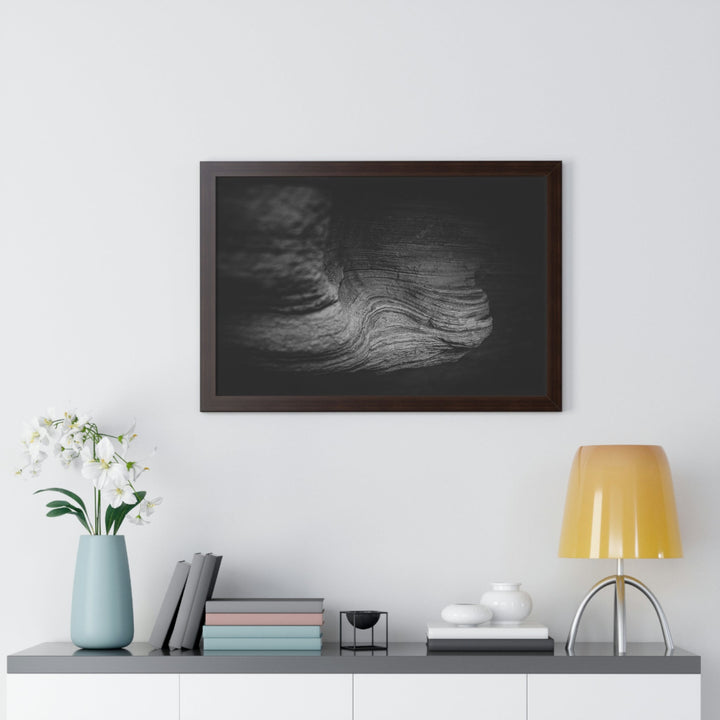 Sedimentary Rock Curves in Black and White - Framed Print - Visiting This World