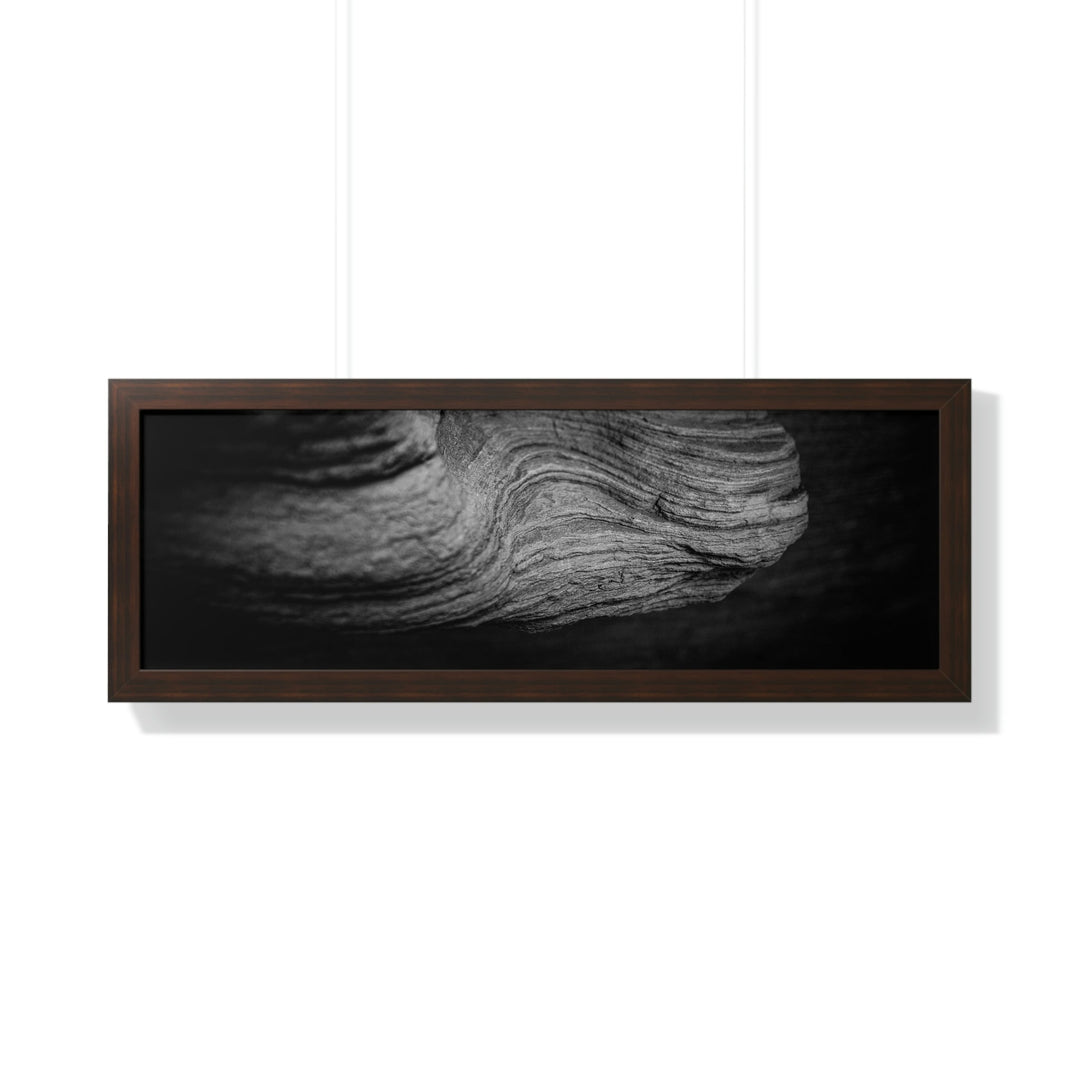 Sedimentary Rock Curves in Black and White - Framed Print - Visiting This World