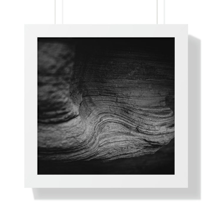 Sedimentary Rock Curves in Black and White - Framed Print - Visiting This World