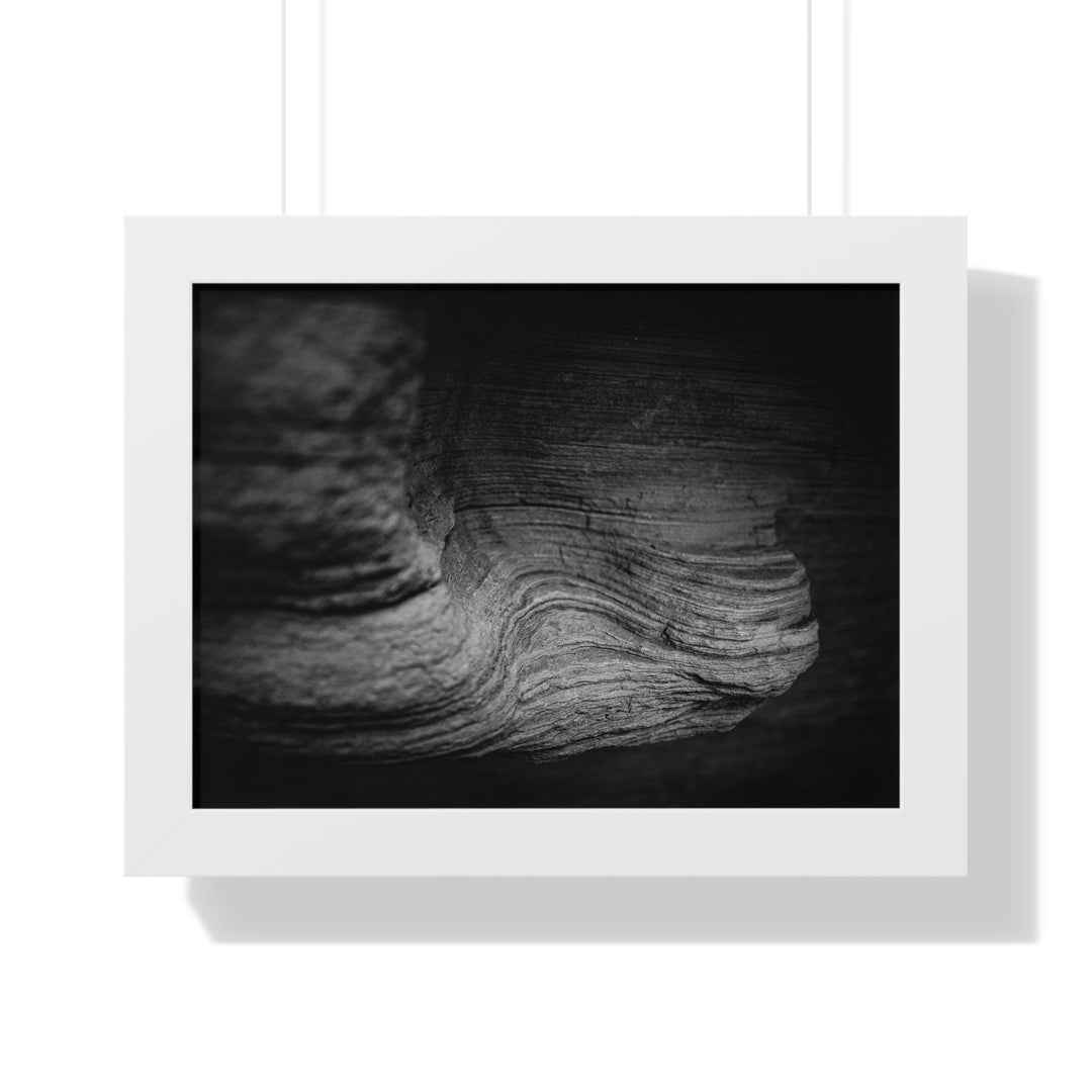 Sedimentary Rock Curves in Black and White - Framed Print - Visiting This World