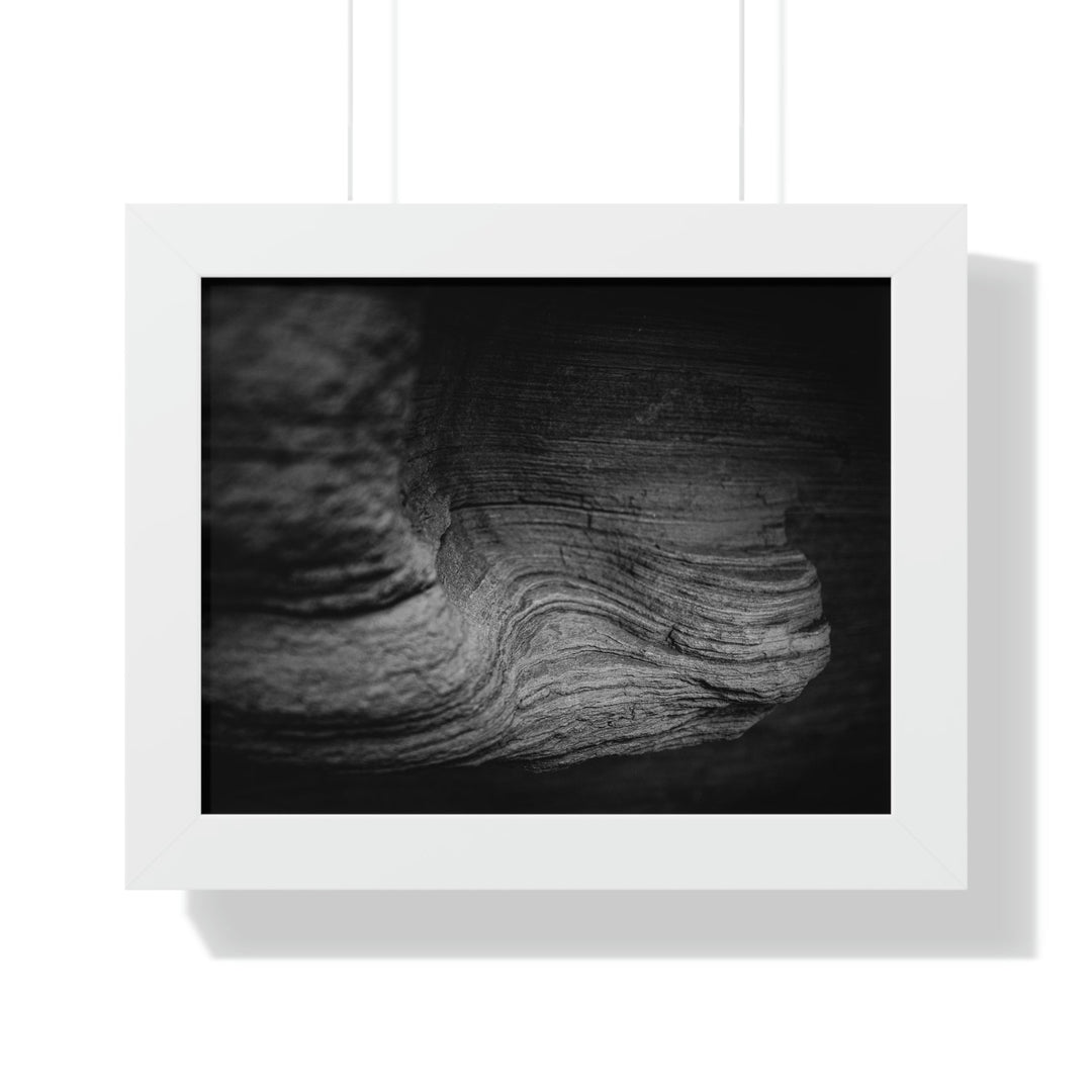 Sedimentary Rock Curves in Black and White - Framed Print - Visiting This World