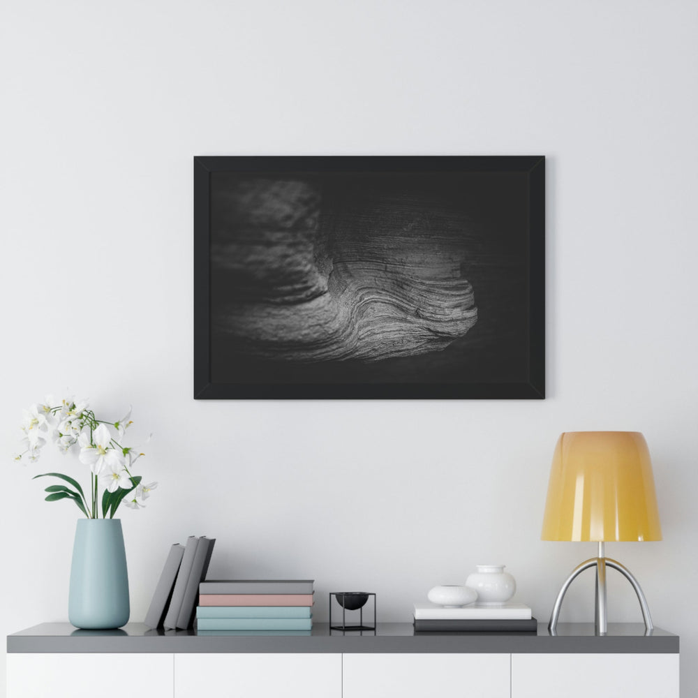 Sedimentary Rock Curves in Black and White - Framed Print - Visiting This World