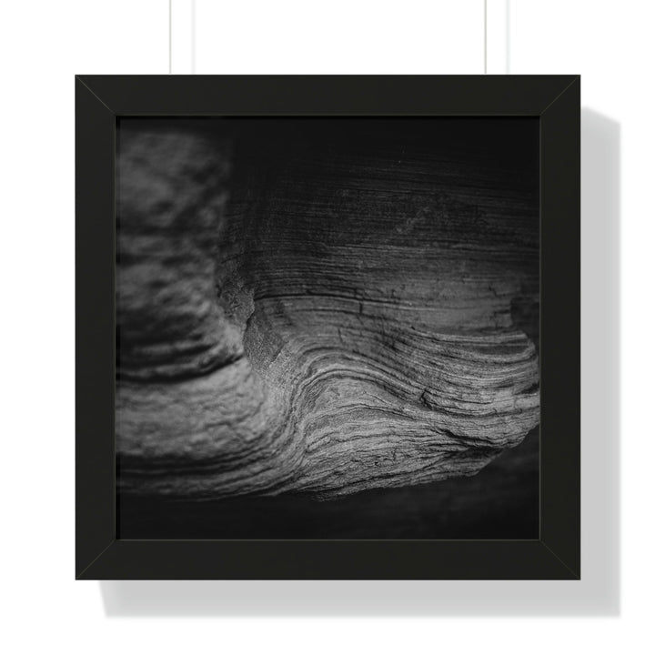 Sedimentary Rock Curves in Black and White - Framed Print - Visiting This World