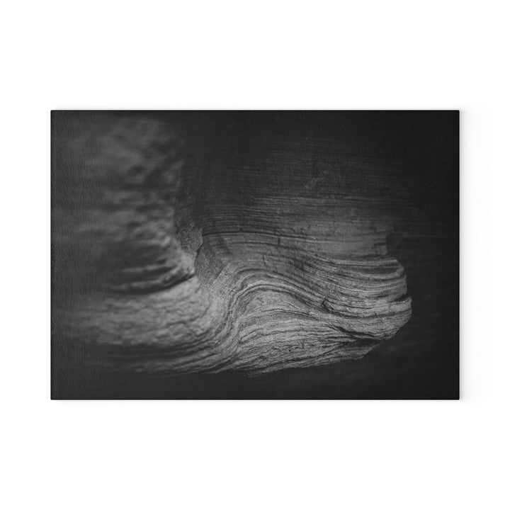 Sedimentary Rock Curves in Black and White - Glass Cutting Board - Visiting This World