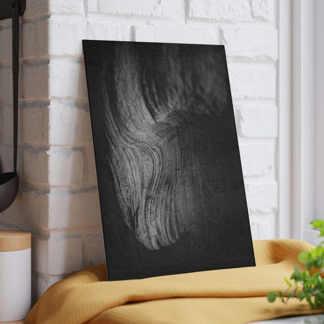 Sedimentary Rock Curves in Black and White - Glass Cutting Board - Visiting This World