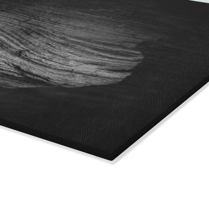 Sedimentary Rock Curves in Black and White - Glass Cutting Board - Visiting This World