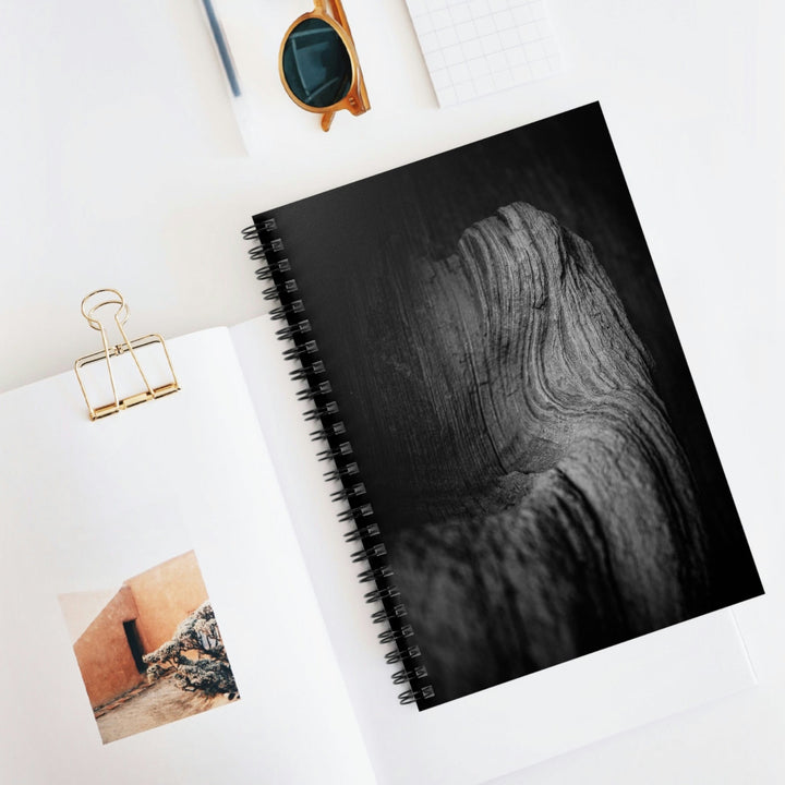 Sedimentary Rock Curves in Black and White - Spiral Ruled Line Notebook - Visiting This World