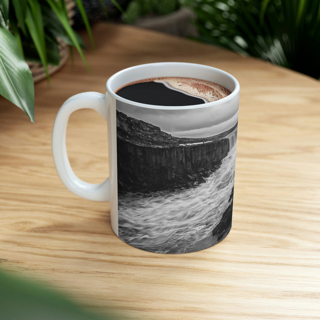 Selfoss in Black and White - Ceramic Mug 11oz - Visiting This World