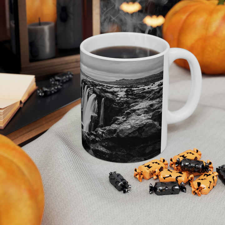 Selfoss in Black and White - Ceramic Mug 11oz - Visiting This World