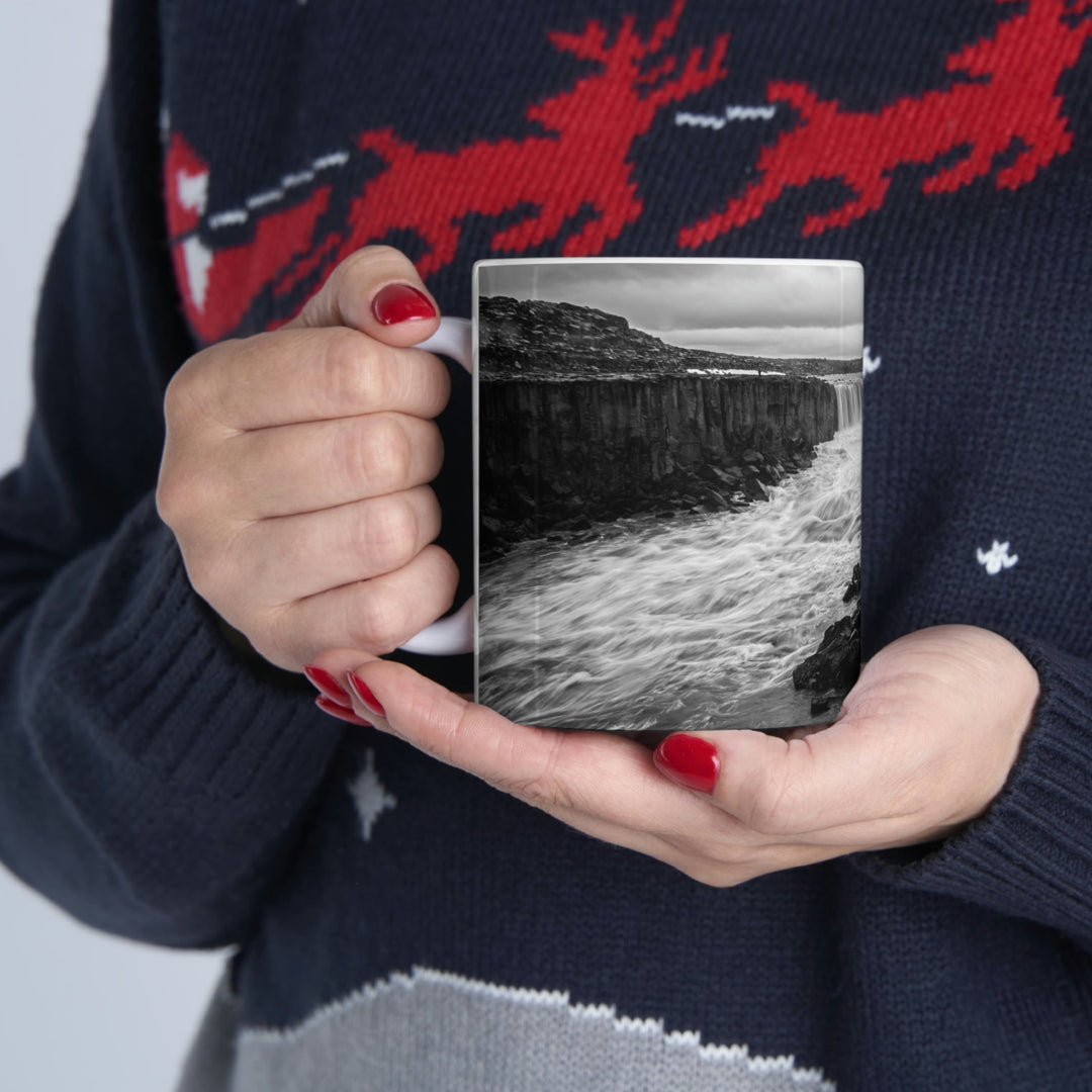 Selfoss in Black and White - Ceramic Mug 11oz - Visiting This World