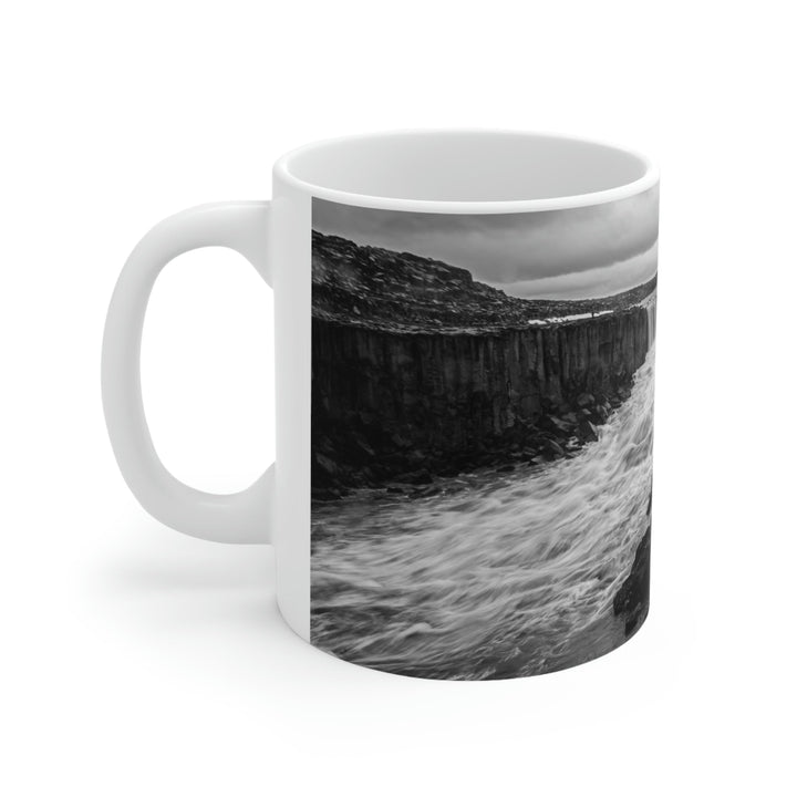 Selfoss in Black and White - Ceramic Mug 11oz - Visiting This World