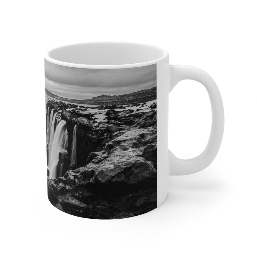 Selfoss in Black and White - Ceramic Mug 11oz - Visiting This World