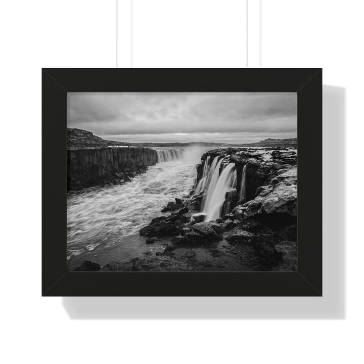 Selfoss in Black and White - Framed Print - Visiting This World