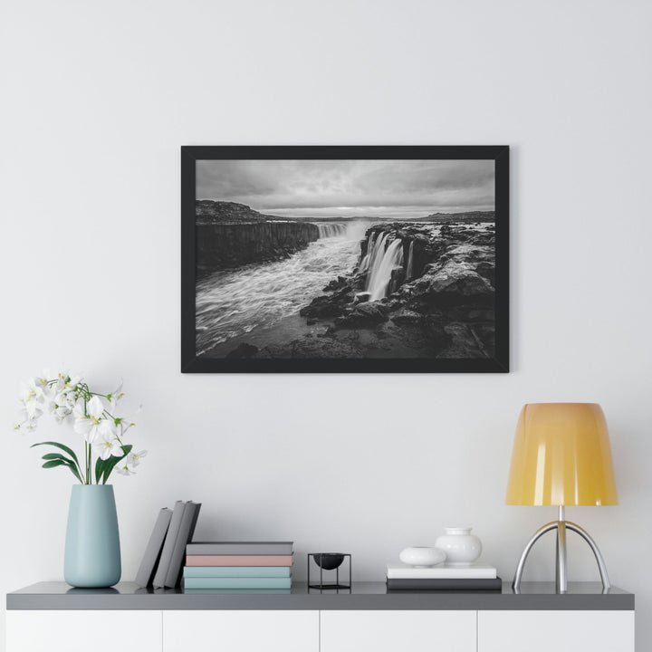 Selfoss in Black and White - Framed Print - Visiting This World