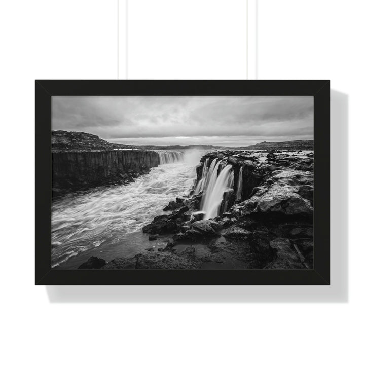 Selfoss in Black and White - Framed Print - Visiting This World