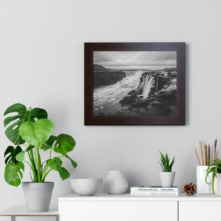 Selfoss in Black and White - Framed Print - Visiting This World