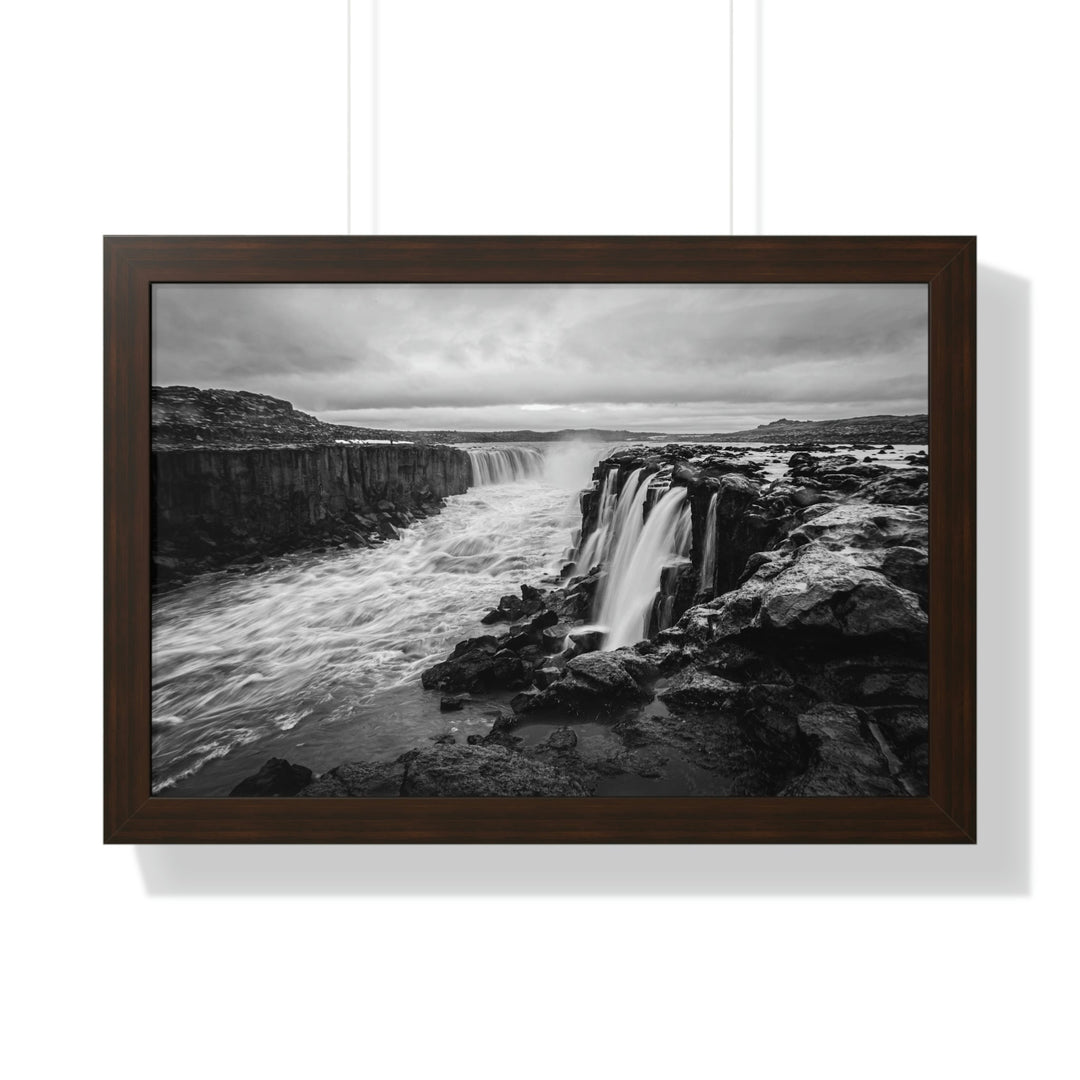 Selfoss in Black and White - Framed Print - Visiting This World