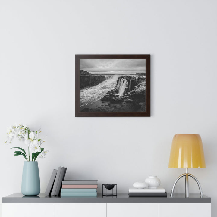 Selfoss in Black and White - Framed Print - Visiting This World