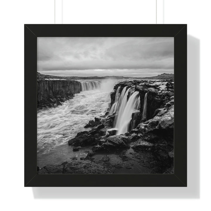 Selfoss in Black and White - Framed Print - Visiting This World