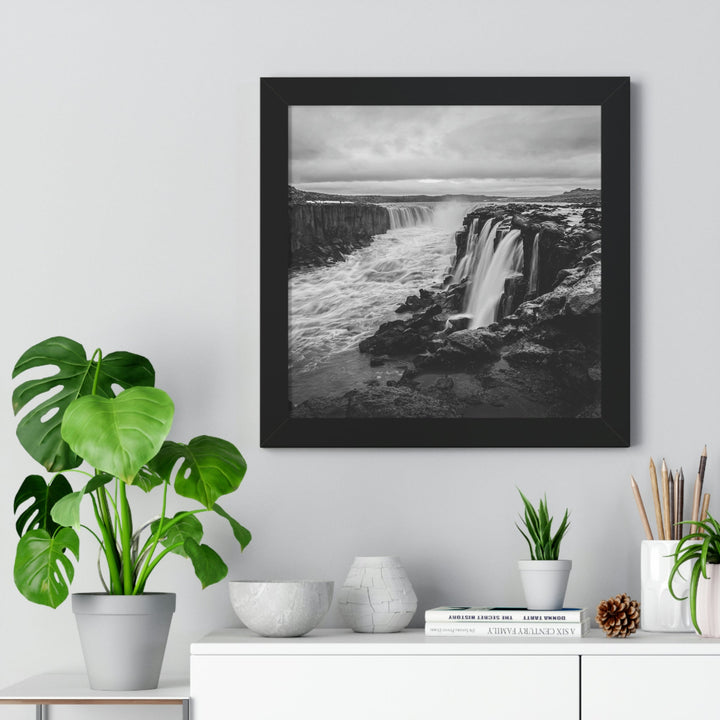 Selfoss in Black and White - Framed Print - Visiting This World