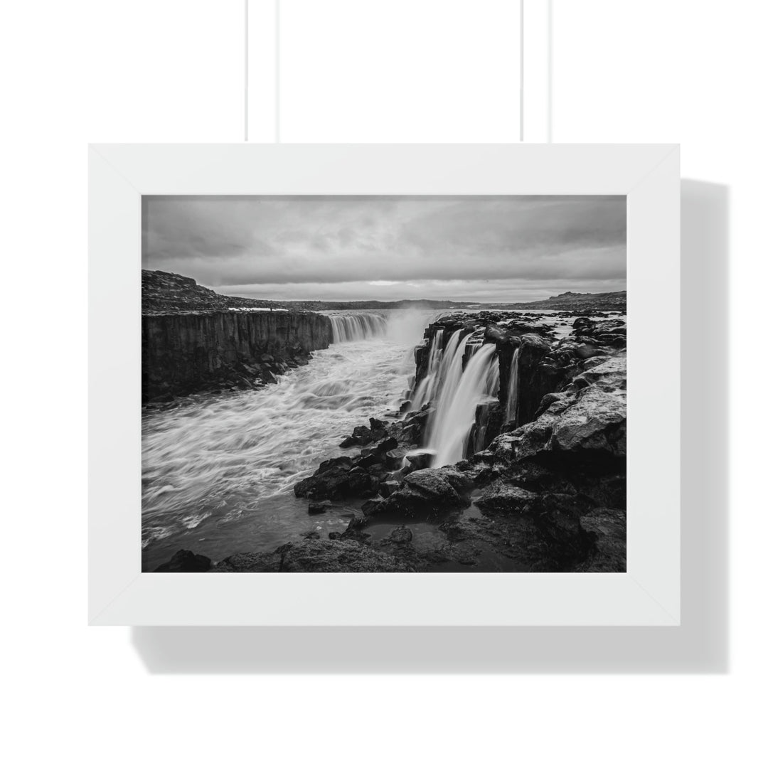 Selfoss in Black and White - Framed Print - Visiting This World