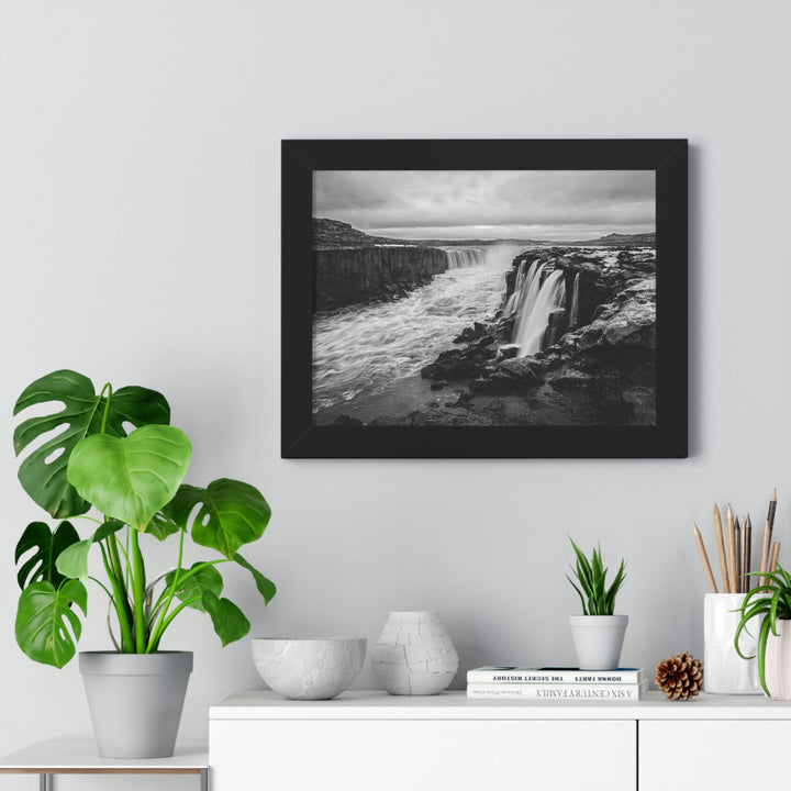 Selfoss in Black and White - Framed Print - Visiting This World