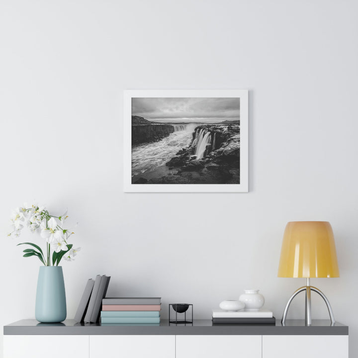 Selfoss in Black and White - Framed Print - Visiting This World