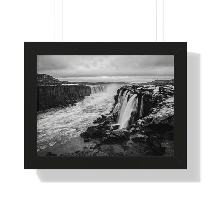 Selfoss in Black and White - Framed Print - Visiting This World