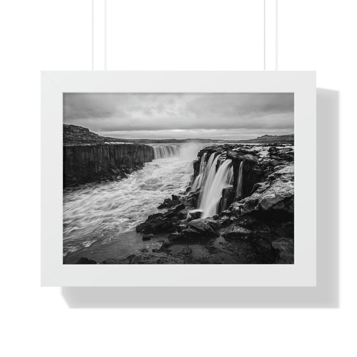 Selfoss in Black and White - Framed Print - Visiting This World