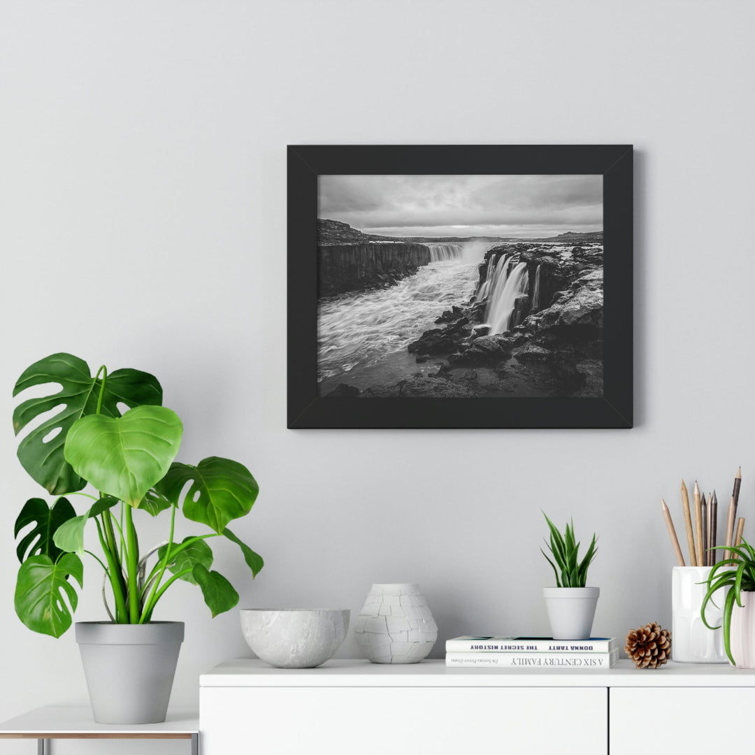 Selfoss in Black and White - Framed Print - Visiting This World