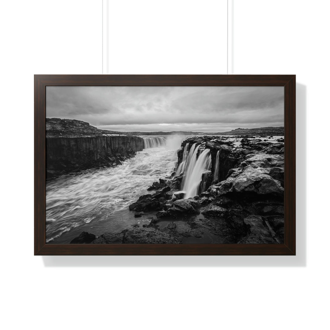 Selfoss in Black and White - Framed Print - Visiting This World