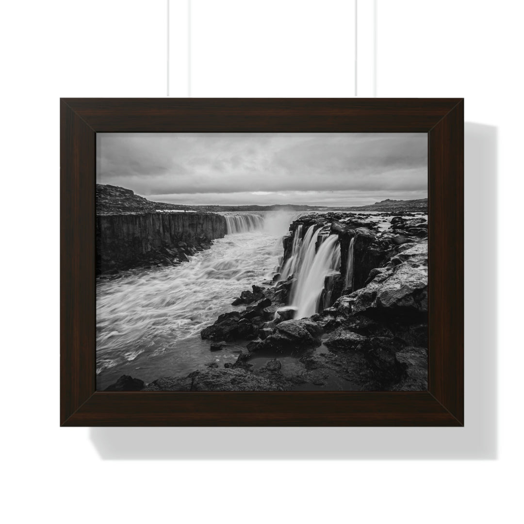 Selfoss in Black and White - Framed Print - Visiting This World