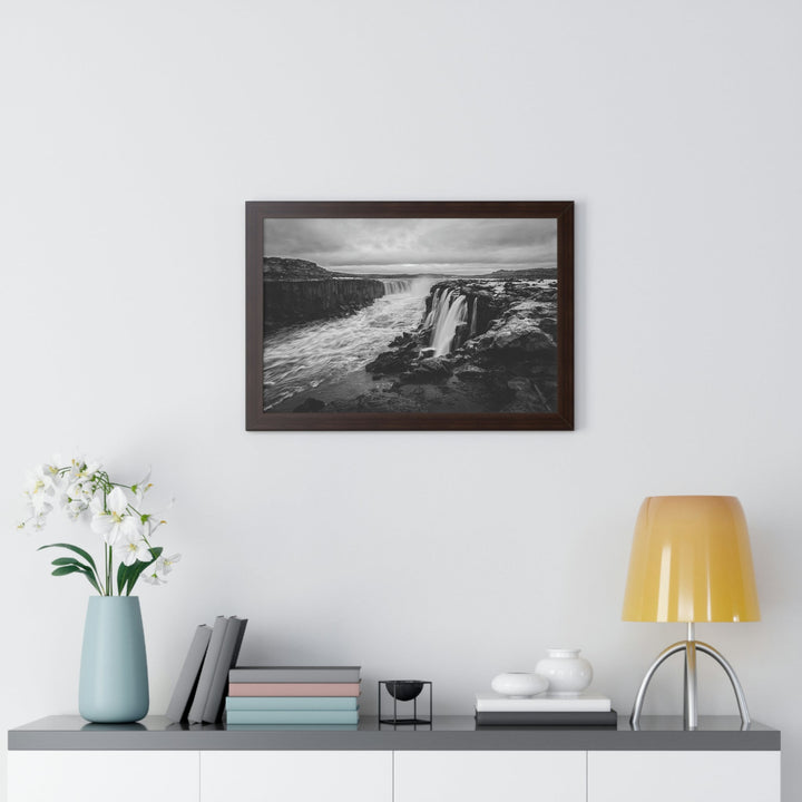 Selfoss in Black and White - Framed Print - Visiting This World