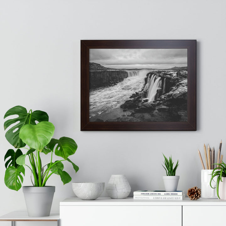 Selfoss in Black and White - Framed Print - Visiting This World