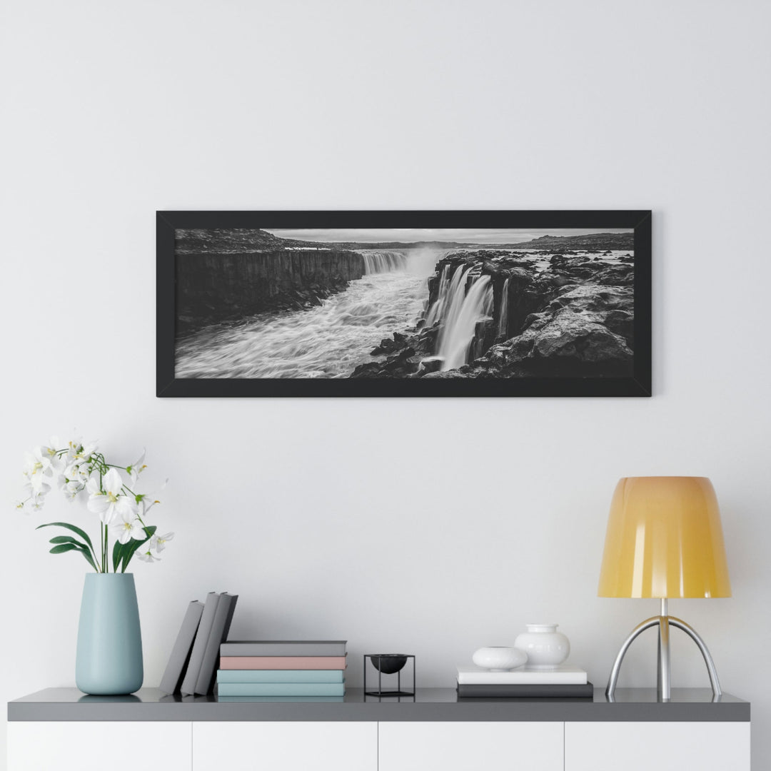 Selfoss in Black and White - Framed Print - Visiting This World