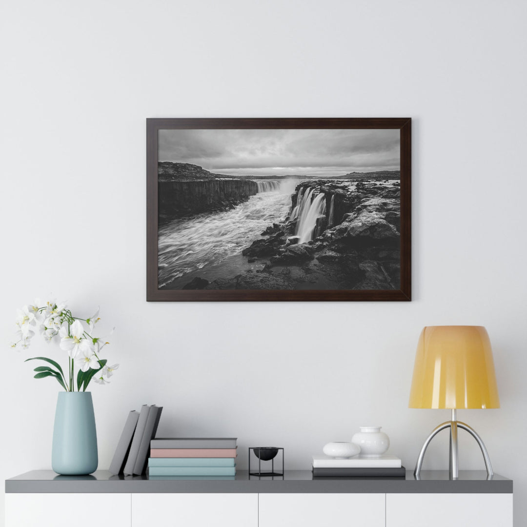 Selfoss in Black and White - Framed Print - Visiting This World