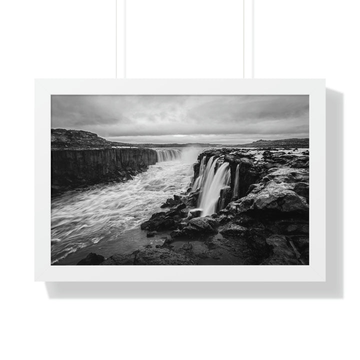 Selfoss in Black and White - Framed Print - Visiting This World