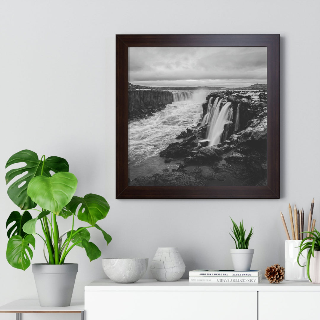 Selfoss in Black and White - Framed Print - Visiting This World