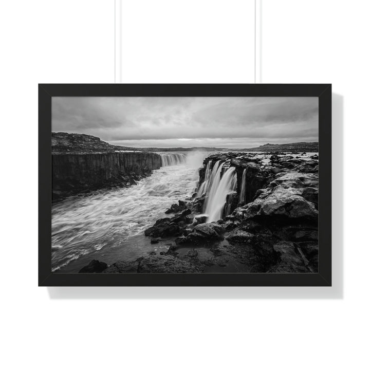 Selfoss in Black and White - Framed Print - Visiting This World