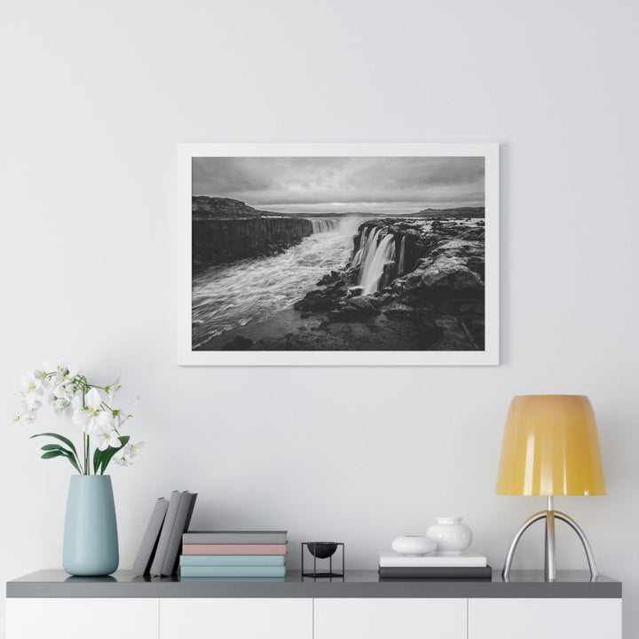 Selfoss in Black and White - Framed Print - Visiting This World