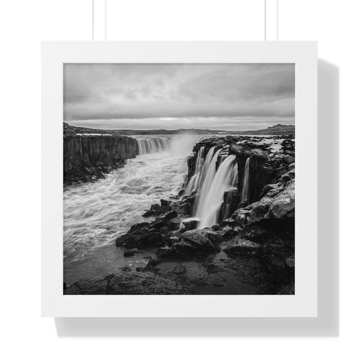 Selfoss in Black and White - Framed Print - Visiting This World