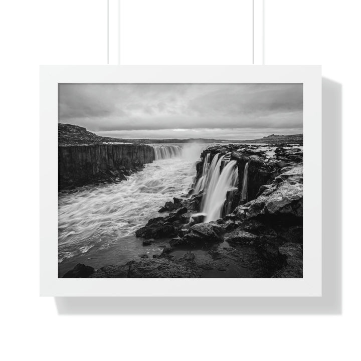 Selfoss in Black and White - Framed Print - Visiting This World