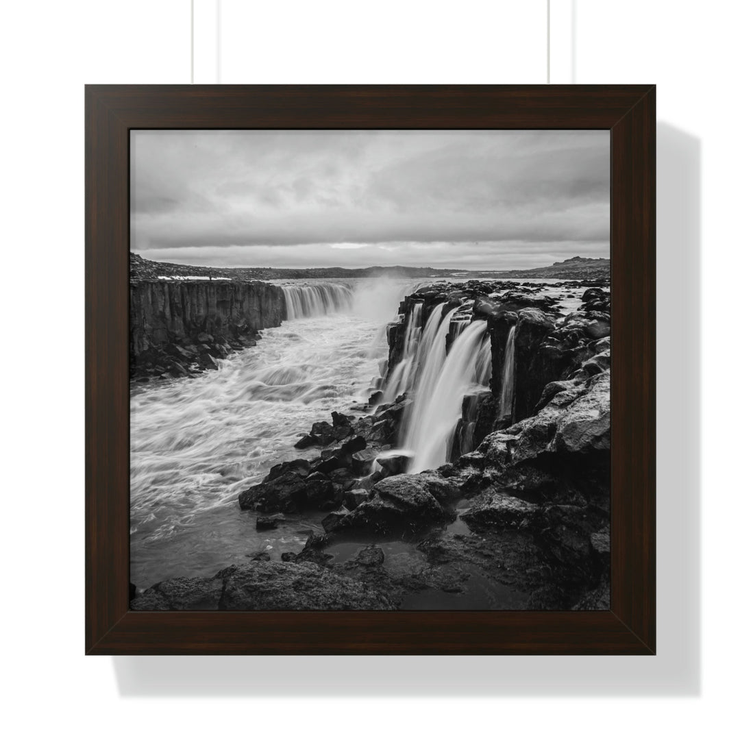 Selfoss in Black and White - Framed Print - Visiting This World