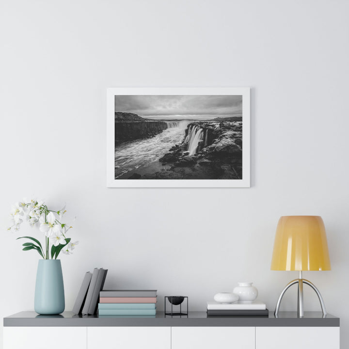 Selfoss in Black and White - Framed Print - Visiting This World