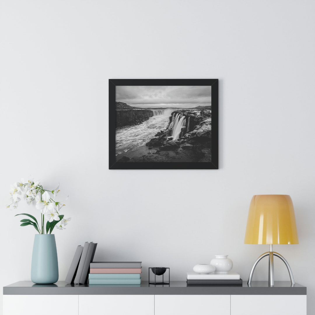 Selfoss in Black and White - Framed Print - Visiting This World