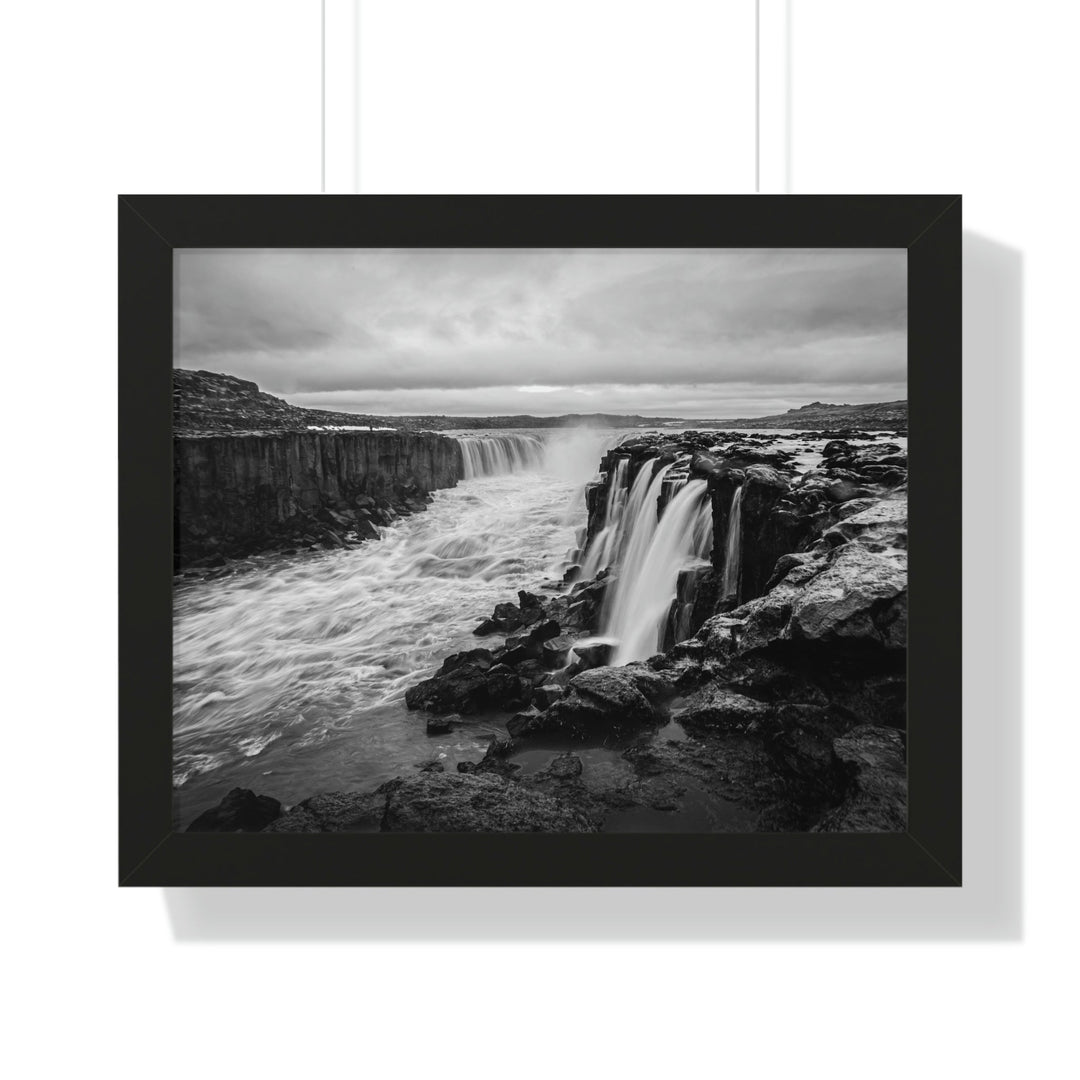 Selfoss in Black and White - Framed Print - Visiting This World