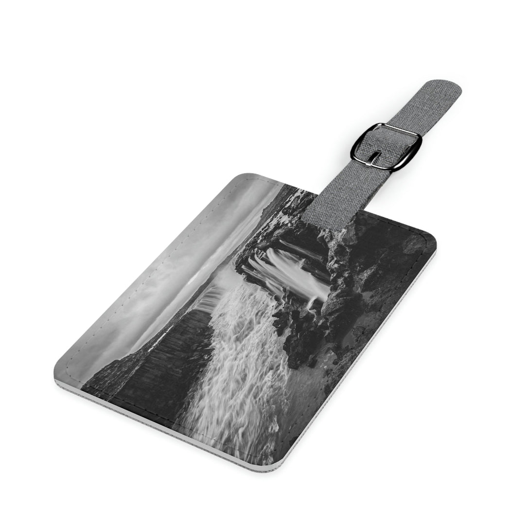 Selfoss in Black and White - Luggage Tag - Visiting This World