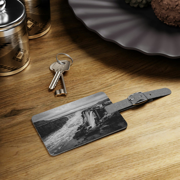 Selfoss in Black and White - Luggage Tag - Visiting This World